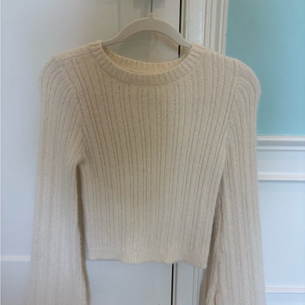 GB girls Cream Ribbed Knit Sweater